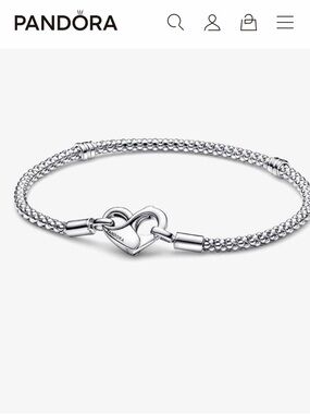 Pandora Sterling Silver Heart Clasp Studded Bracelet
